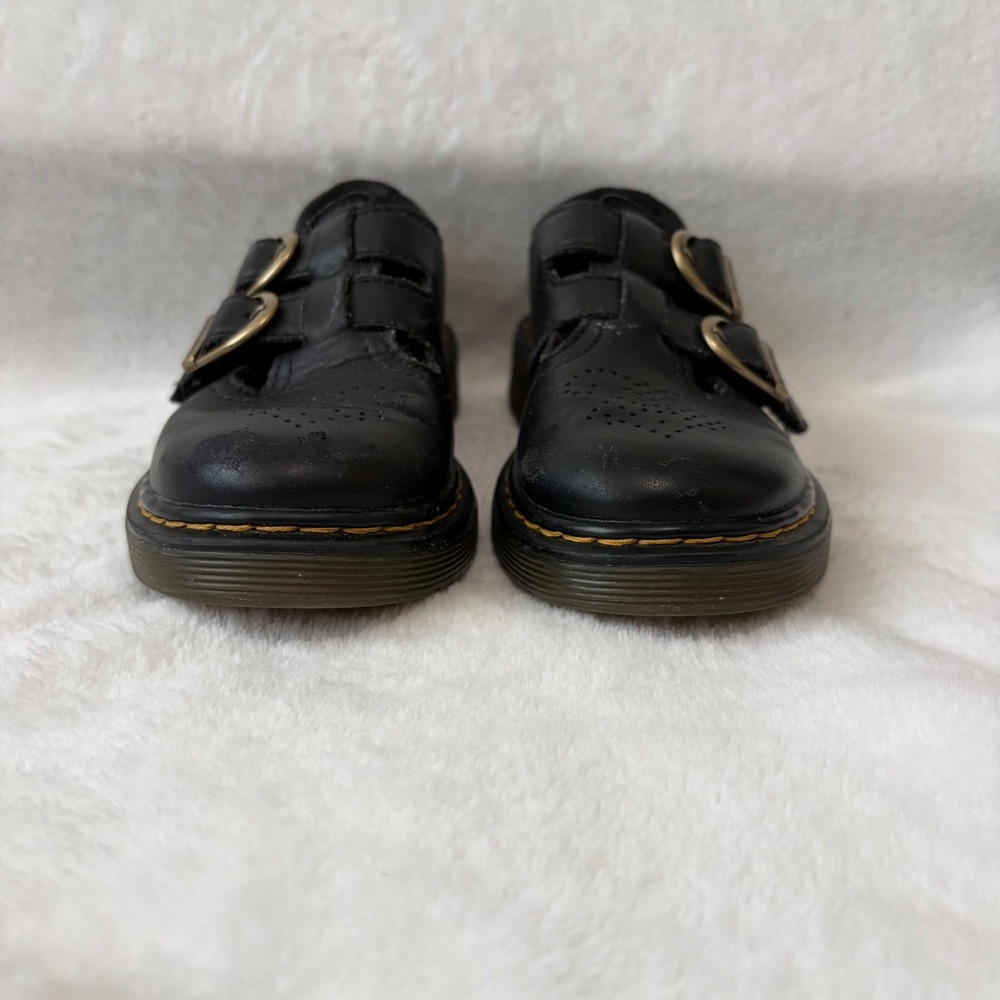 DR. MARTENS Leather Mary Jane T Strap Shoes Girls 12 US Double Buckle 8065 Black - Picture 11 of 12